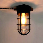 Modern Industrial Waterproof Aluminum Alloy Glass Cylinder 1-Light Semi-Flush Mount Ceiling Light for Outdoor Patios