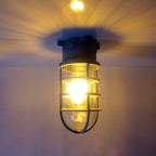 Modern Industrial Waterproof Aluminum Alloy Glass Cylinder 1-Light Semi-Flush Mount Ceiling Light for Outdoor Patios