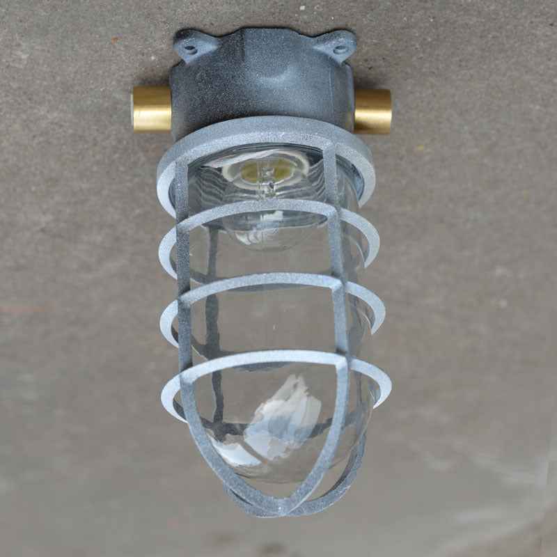 Modern Industrial Waterproof Aluminum Alloy Glass Cylinder 1-Light Semi-Flush Mount Ceiling Light for Outdoor Patios