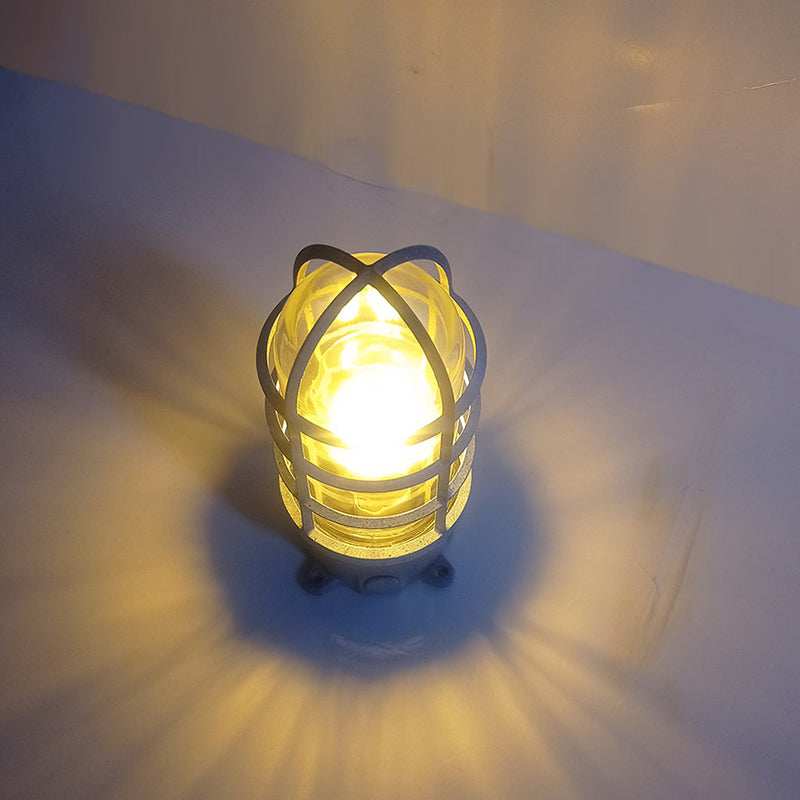 Modern Industrial Waterproof Aluminum Alloy Glass Cylinder 1-Light Semi-Flush Mount Ceiling Light for Outdoor Patios