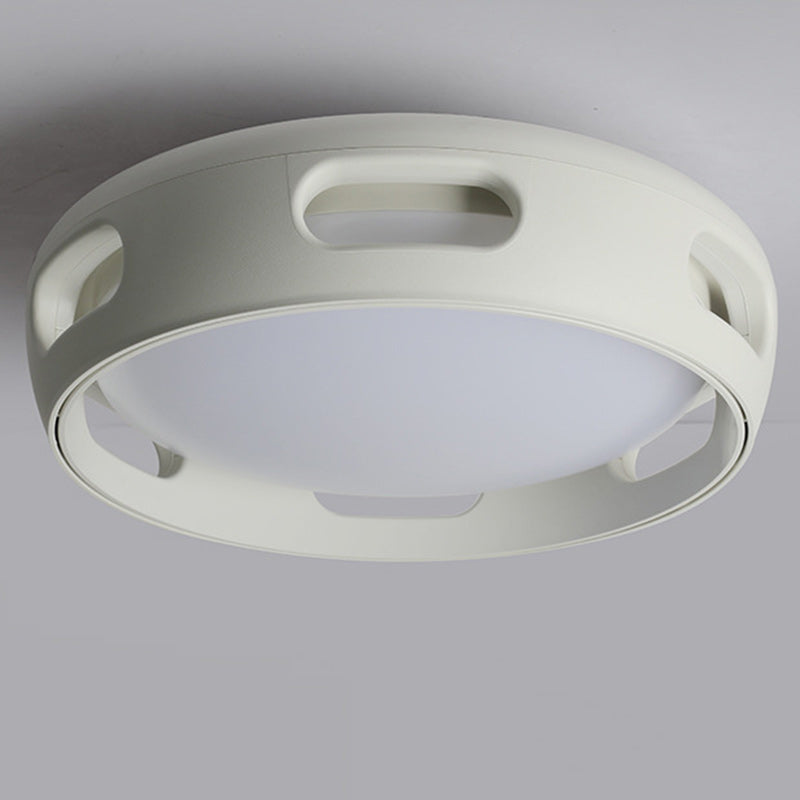 Modern Nordic Round Bladeless Acrylic LED Semi-Flush Mount Ceiling Fan Light for Bedroom