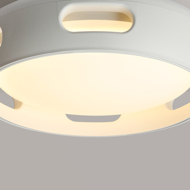 Modern Nordic Round Bladeless Acrylic LED Semi-Flush Mount Ceiling Fan Light for Bedroom