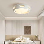 Modern Nordic Round Bladeless Acrylic LED Semi-Flush Mount Ceiling Fan Light for Bedroom