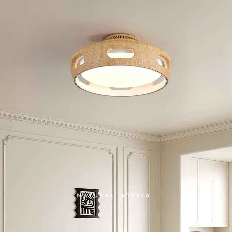 Modern Nordic Round Bladeless Acrylic LED Semi-Flush Mount Ceiling Fan Light for Bedroom
