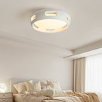 Modern Nordic Round Bladeless Acrylic LED Semi-Flush Mount Ceiling Fan Light for Bedroom