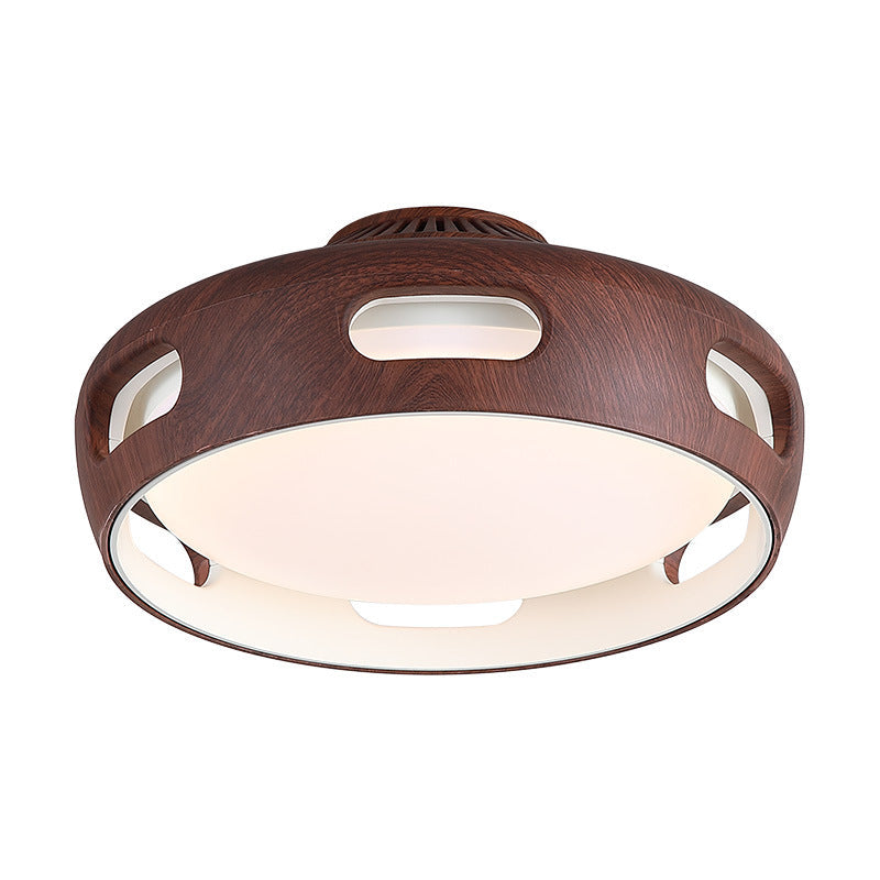 Modern Nordic Round Bladeless Acrylic LED Semi-Flush Mount Ceiling Fan Light for Bedroom