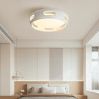 Modern Nordic Round Bladeless Acrylic LED Semi-Flush Mount Ceiling Fan Light for Bedroom