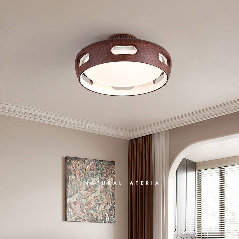 Modern Nordic Round Bladeless Acrylic LED Semi-Flush Mount Ceiling Fan Light for Bedroom