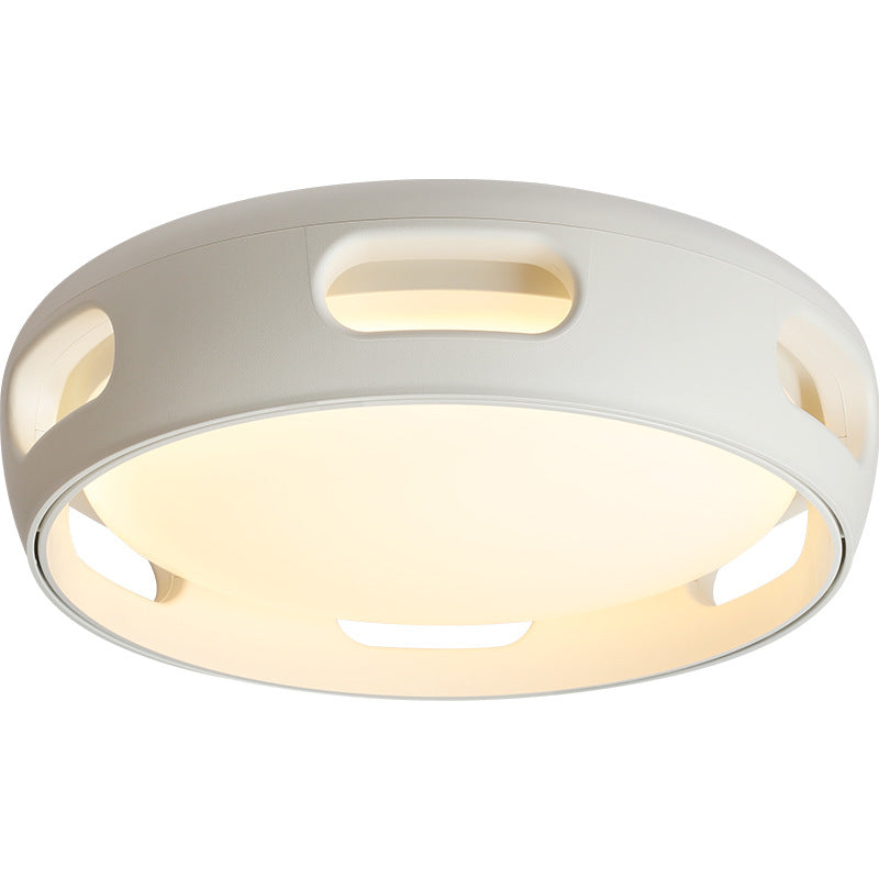 Modern Nordic Round Bladeless Acrylic LED Semi-Flush Mount Ceiling Fan Light for Bedroom