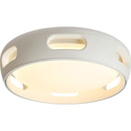 Modern Nordic Round Bladeless Acrylic LED Semi-Flush Mount Ceiling Fan Light for Bedroom