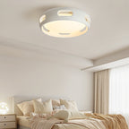 Modern Nordic Round Bladeless Acrylic LED Semi-Flush Mount Ceiling Fan Light for Bedroom