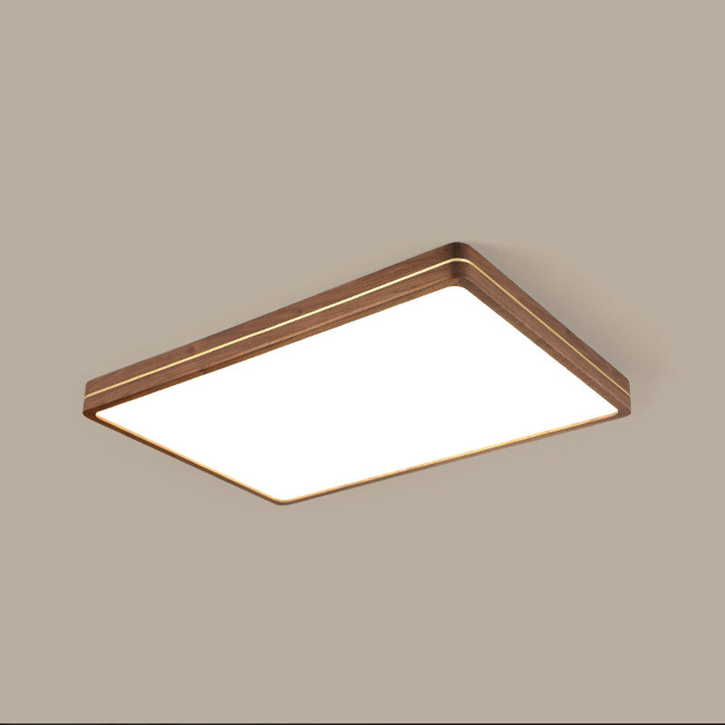 Sleek Walnut Finish LED Flush Mount Light