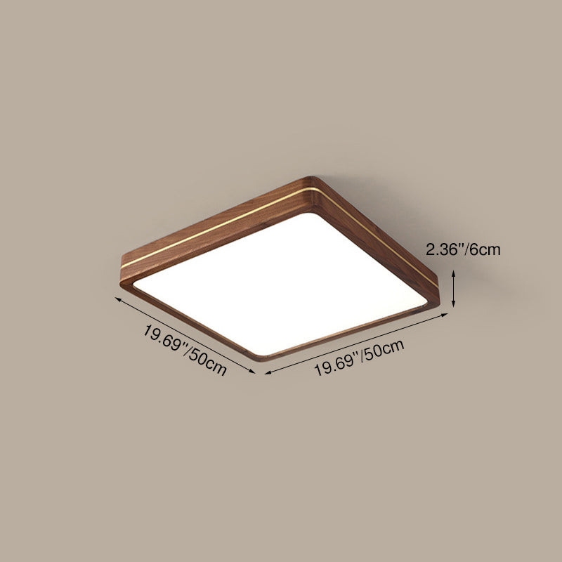 Sleek Walnut Finish LED Flush Mount Light