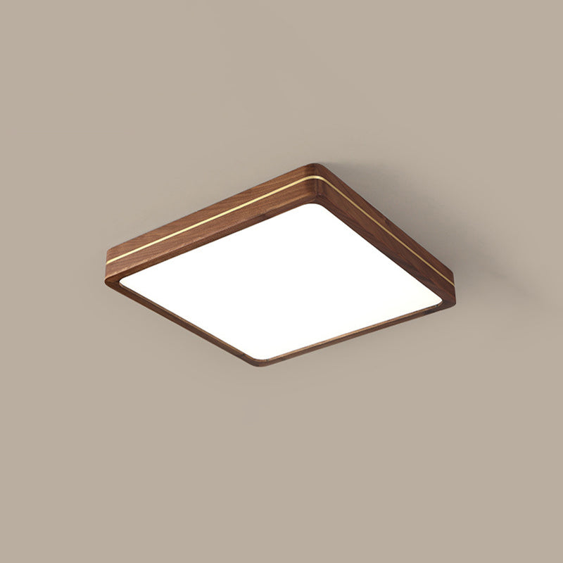 Sleek Walnut Finish LED Flush Mount Light