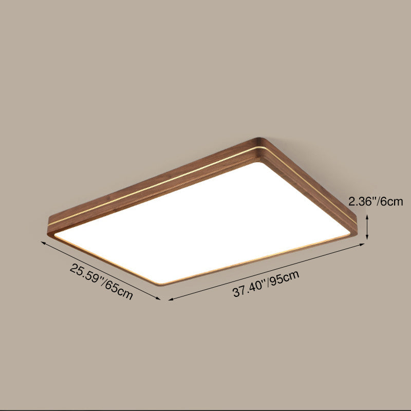 Sleek Walnut Finish LED Flush Mount Light