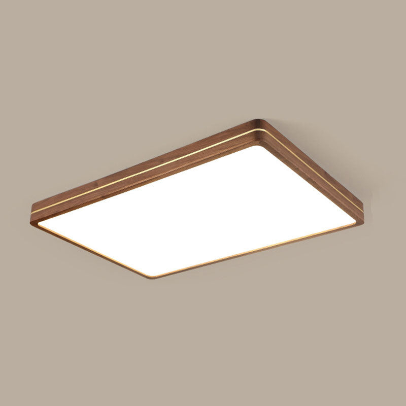 Sleek Walnut Finish LED Flush Mount Light