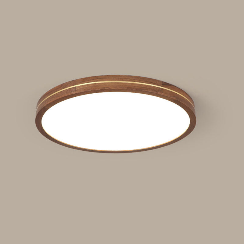 Sleek Walnut Finish LED Flush Mount Light