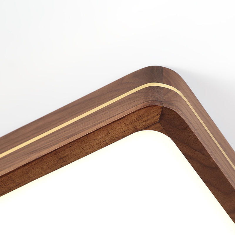 Sleek Walnut Finish LED Flush Mount Light