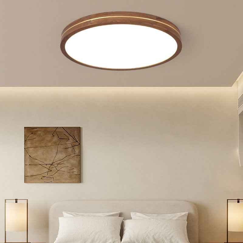 Sleek Walnut Finish LED Flush Mount Light