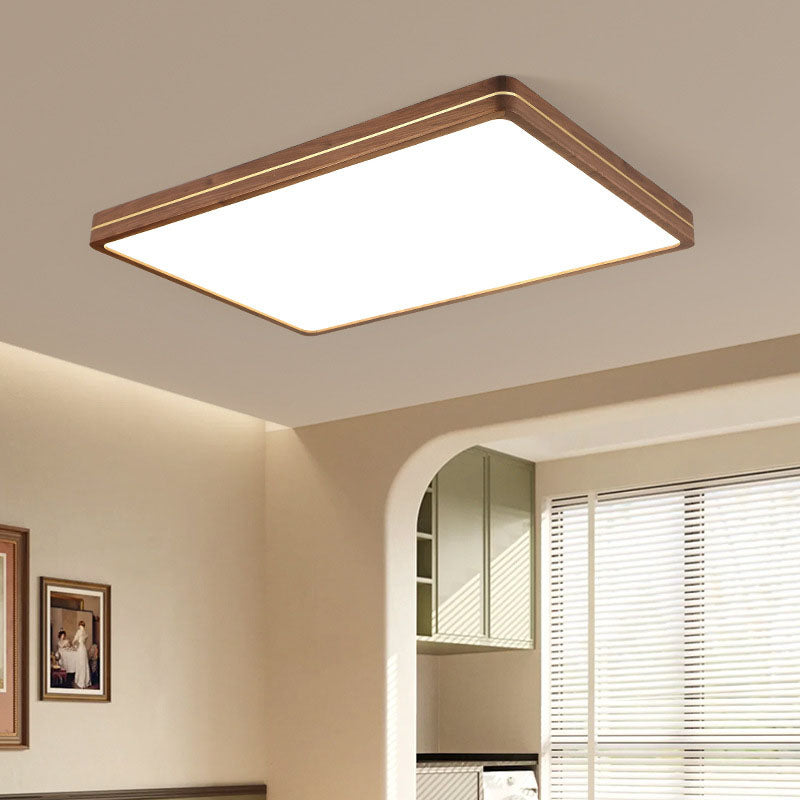 Sleek Walnut Finish LED Flush Mount Light
