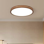 Sleek Walnut Finish LED Flush Mount Light
