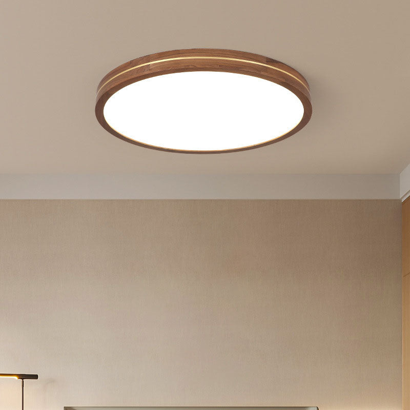 Sleek Walnut Finish LED Flush Mount Light
