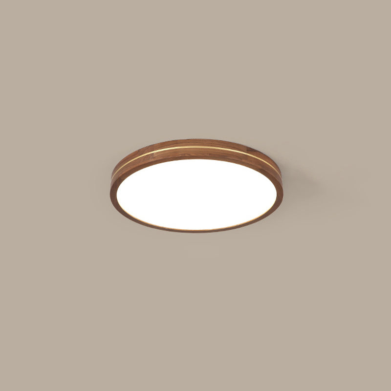 Sleek Walnut Finish LED Flush Mount Light