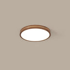 Sleek Walnut Finish LED Flush Mount Light
