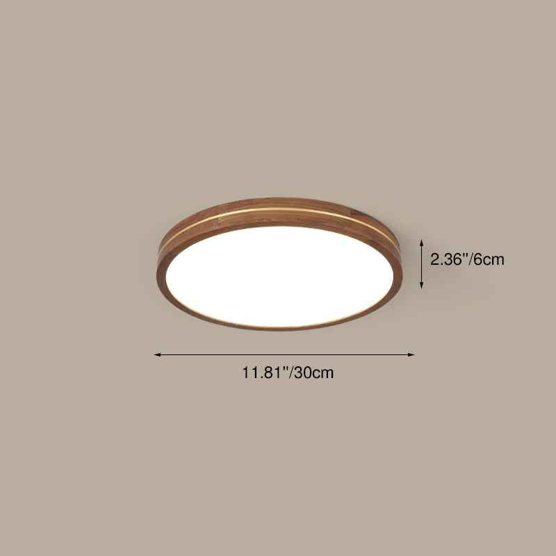 Sleek Walnut Finish LED Flush Mount Light