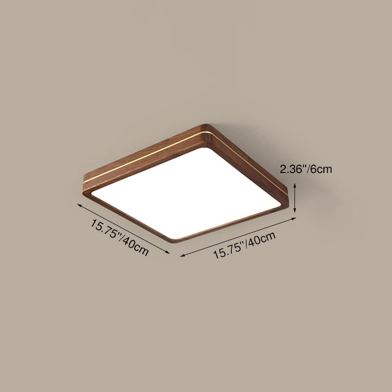 Sleek Walnut Finish LED Flush Mount Light