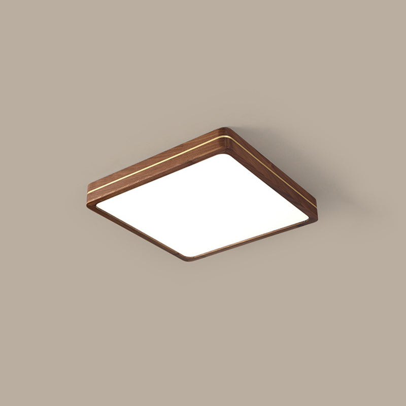 Sleek Walnut Finish LED Flush Mount Light