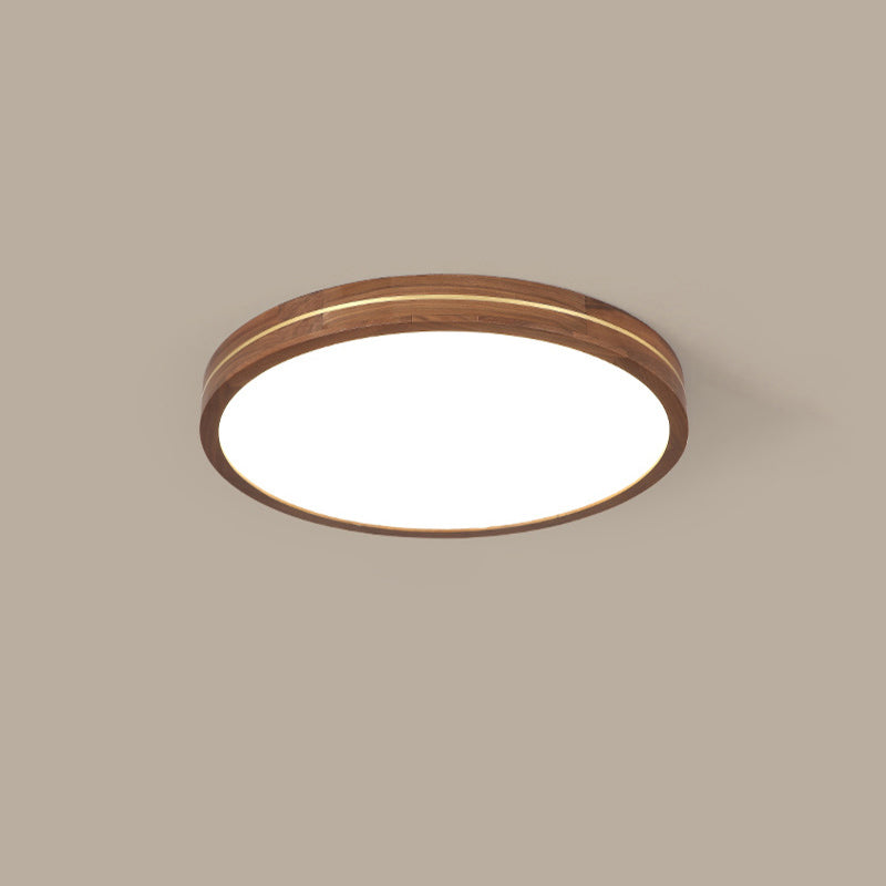 Sleek Walnut Finish LED Flush Mount Light