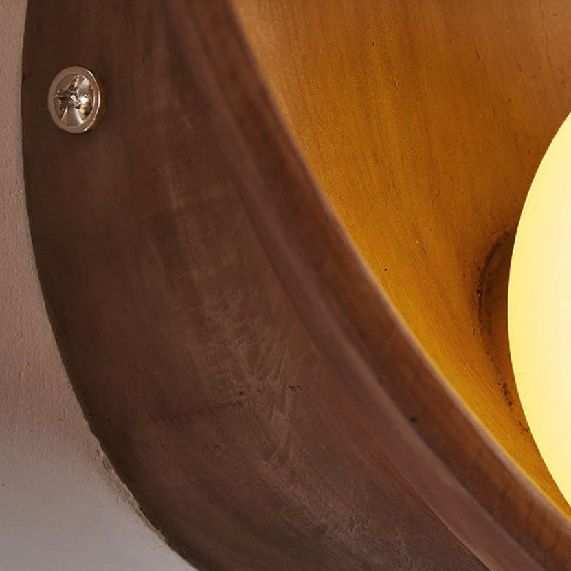 Contemporary Minimalist Round Iron and Resin 1-Light Wall Sconce