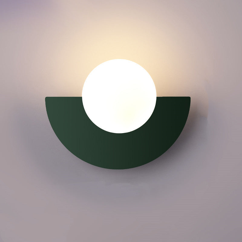 Contemporary Minimalist Colorful Glass Semi-Circle Wall Sconce Lamp with One Light