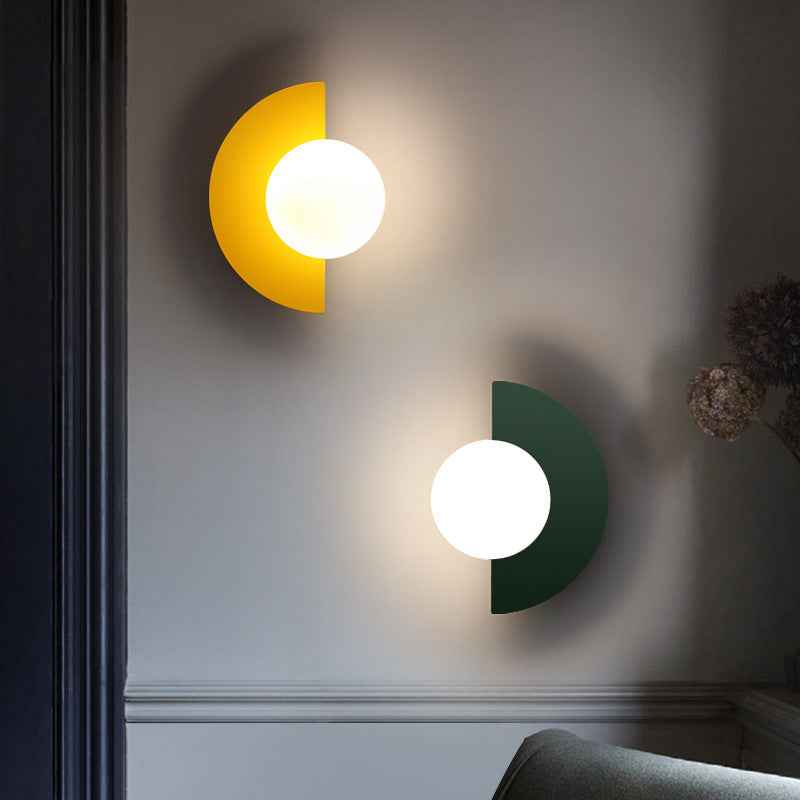 Contemporary Minimalist Colorful Glass Semi-Circle Wall Sconce Lamp with One Light