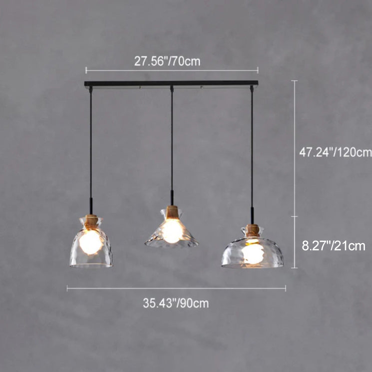 Nordic Clear Rippled Glass 1-Light Pendant Lamp