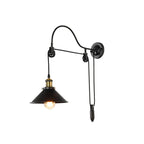 Vintage Industrial Wrought Iron Single-Light Pulley Wall Sconce