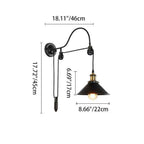 Vintage Industrial Wrought Iron Single-Light Pulley Wall Sconce