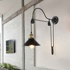 Vintage Industrial Wrought Iron Single-Light Pulley Wall Sconce