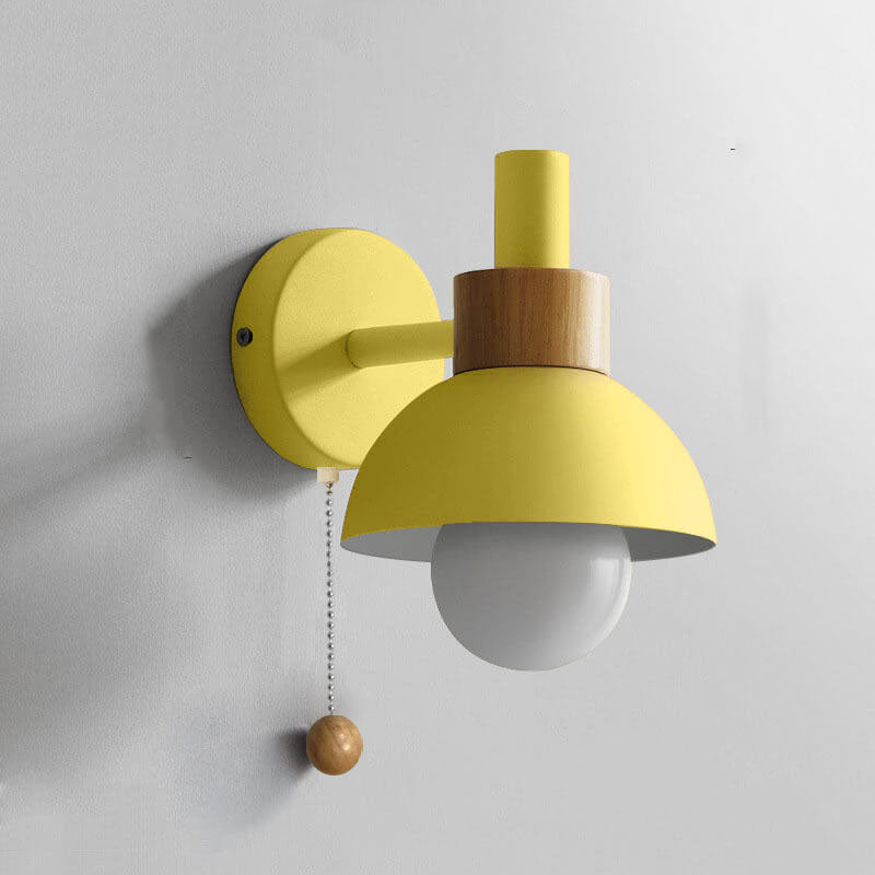 Nordic Wood & Metal Globe Wall Sconce LED 1-light