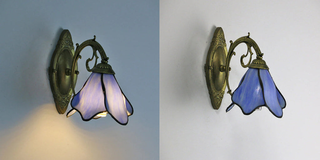 Classic Tiffany Petals Stained Glass Wall Sconce Lamp with Single Light