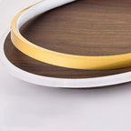 Nordic Minimalist Round Walnut Grain LED Flush Mount Ceiling Light
