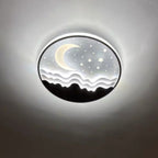 Nordic-Inspired Round Aluminum LED Flush Mount Ceiling Light with Star and Moon Design