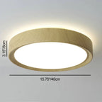 Contemporary Round Iron LED Flush Mount Ceiling Light with Wood Grain Finish