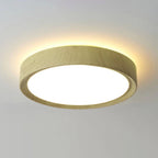 Contemporary Round Iron LED Flush Mount Ceiling Light with Wood Grain Finish