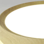 Contemporary Round Iron LED Flush Mount Ceiling Light with Wood Grain Finish
