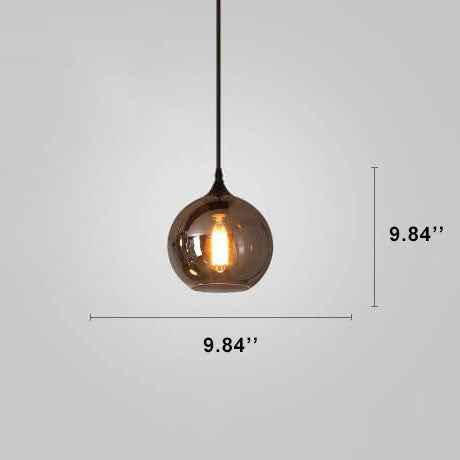 Contemporary Smoke Gray Glass LED Pendant Light with Single Bulb