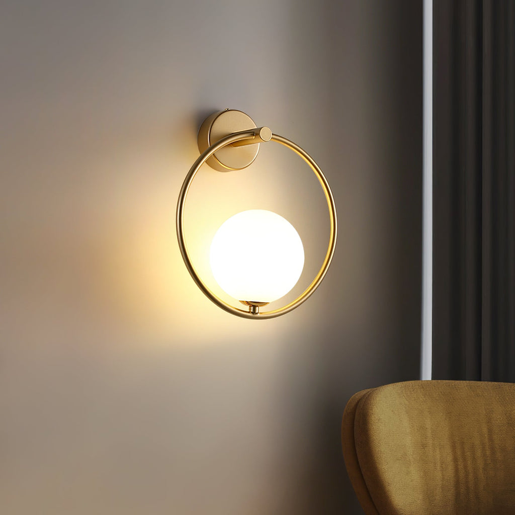 Babette Gold Ring Globe Wall Lamp