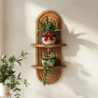 BamRustikal: 2-Tier Wooden Wall Shelf – Decorative, Floating & Hanging in Boho Style for Plants in Living Room & Bedroom