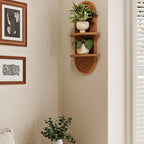 BamRustikal: 2-Tier Wooden Wall Shelf – Decorative, Floating & Hanging in Boho Style for Plants in Living Room & Bedroom